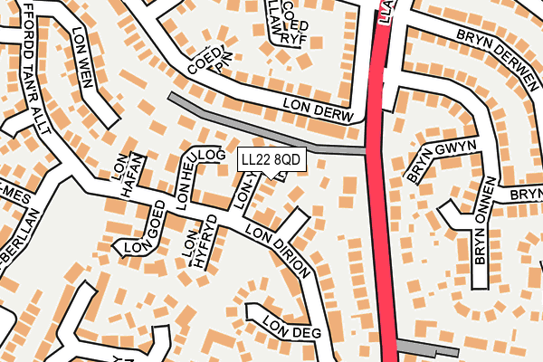LL22 8QD map - OS OpenMap – Local (Ordnance Survey)