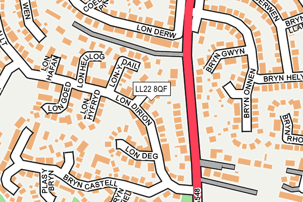 LL22 8QF map - OS OpenMap – Local (Ordnance Survey)