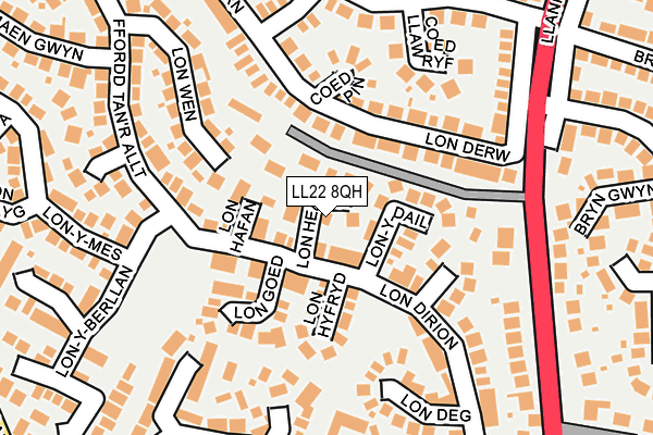 LL22 8QH map - OS OpenMap – Local (Ordnance Survey)