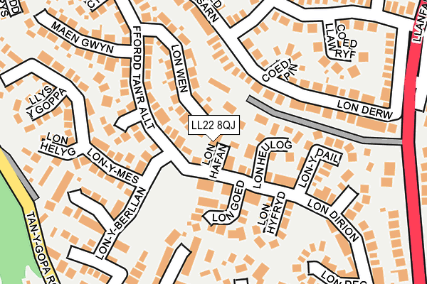 LL22 8QJ map - OS OpenMap – Local (Ordnance Survey)