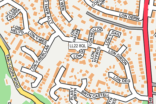 LL22 8QL map - OS OpenMap – Local (Ordnance Survey)