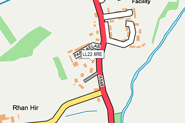 LL22 8RE map - OS OpenMap – Local (Ordnance Survey)