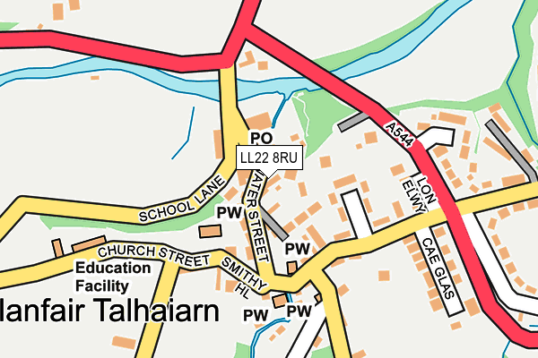 LL22 8RU map - OS OpenMap – Local (Ordnance Survey)