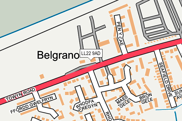 LL22 9AD map - OS OpenMap – Local (Ordnance Survey)