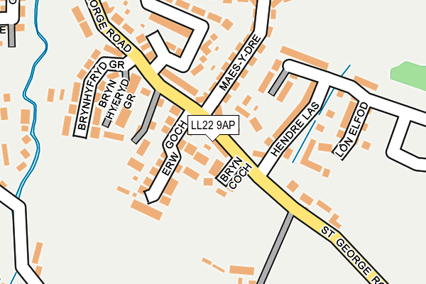 LL22 9AP map - OS OpenMap – Local (Ordnance Survey)