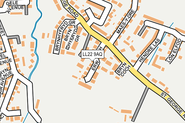 LL22 9AQ map - OS OpenMap – Local (Ordnance Survey)