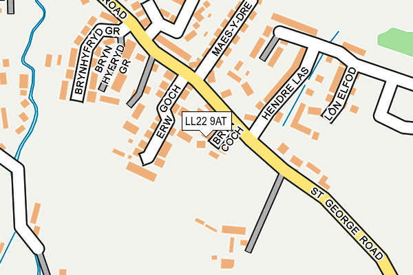 LL22 9AT map - OS OpenMap – Local (Ordnance Survey)