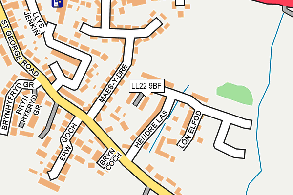 LL22 9BF map - OS OpenMap – Local (Ordnance Survey)