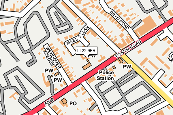 LL22 9ER map - OS OpenMap – Local (Ordnance Survey)