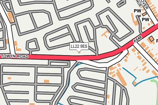 LL22 9ES map - OS OpenMap – Local (Ordnance Survey)