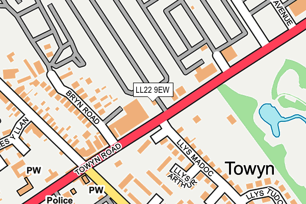 LL22 9EW map - OS OpenMap – Local (Ordnance Survey)