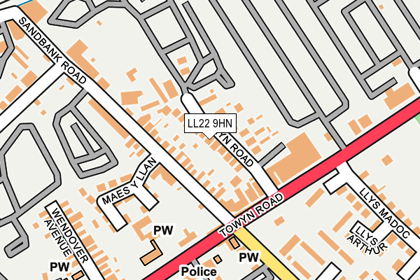 LL22 9HN map - OS OpenMap – Local (Ordnance Survey)