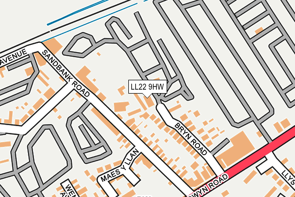LL22 9HW map - OS OpenMap – Local (Ordnance Survey)