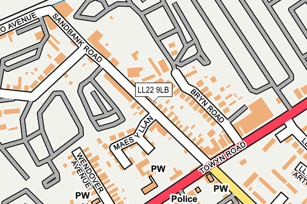 LL22 9LB map - OS OpenMap – Local (Ordnance Survey)