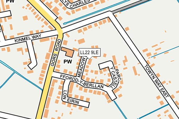 LL22 9LE map - OS OpenMap – Local (Ordnance Survey)