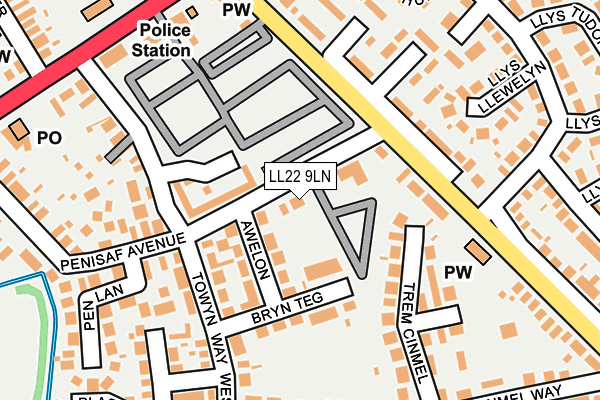 LL22 9LN map - OS OpenMap – Local (Ordnance Survey)