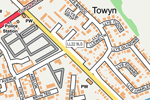 LL22 9LS map - OS OpenMap – Local (Ordnance Survey)