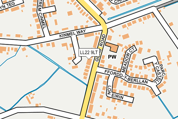 LL22 9LT map - OS OpenMap – Local (Ordnance Survey)
