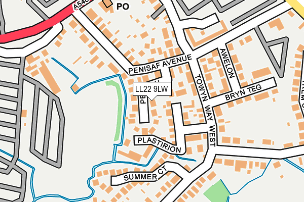 LL22 9LW map - OS OpenMap – Local (Ordnance Survey)
