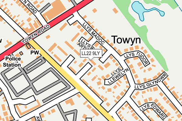 LL22 9LY map - OS OpenMap – Local (Ordnance Survey)