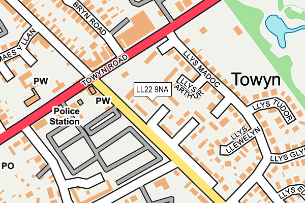 LL22 9NA map - OS OpenMap – Local (Ordnance Survey)