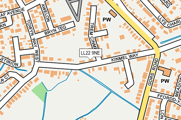 LL22 9NE map - OS OpenMap – Local (Ordnance Survey)