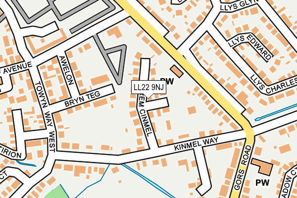 LL22 9NJ map - OS OpenMap – Local (Ordnance Survey)