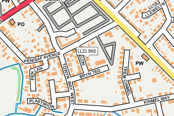 LL22 9NS map - OS OpenMap – Local (Ordnance Survey)