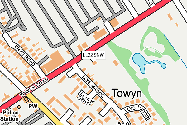 LL22 9NW map - OS OpenMap – Local (Ordnance Survey)