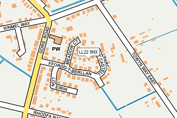 LL22 9NX map - OS OpenMap – Local (Ordnance Survey)