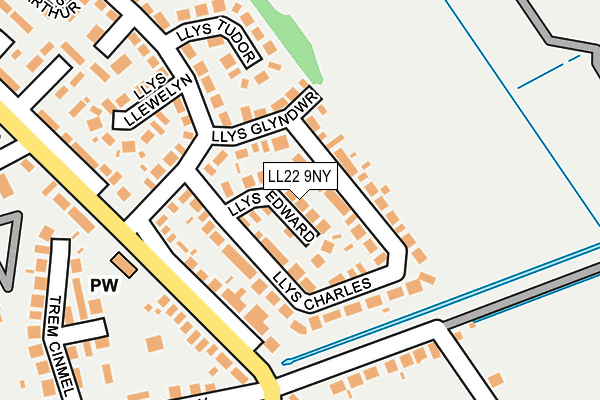 LL22 9NY map - OS OpenMap – Local (Ordnance Survey)