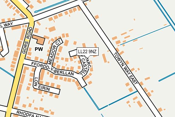 LL22 9NZ map - OS OpenMap – Local (Ordnance Survey)