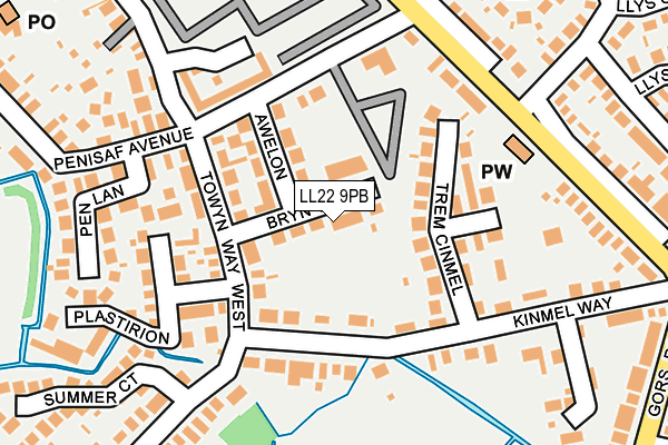 LL22 9PB map - OS OpenMap – Local (Ordnance Survey)
