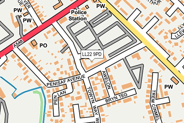 LL22 9PD map - OS OpenMap – Local (Ordnance Survey)