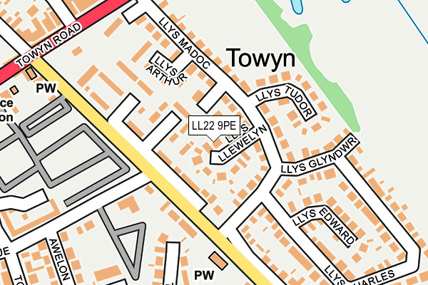 LL22 9PE map - OS OpenMap – Local (Ordnance Survey)