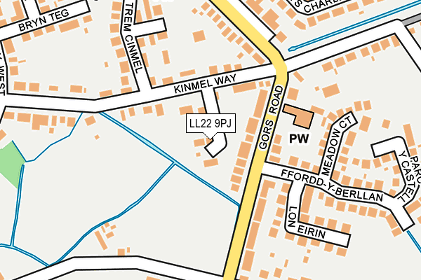 LL22 9PJ map - OS OpenMap – Local (Ordnance Survey)