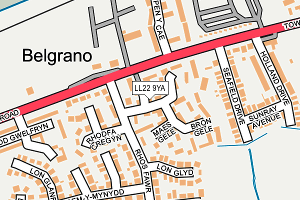 LL22 9YA map - OS OpenMap – Local (Ordnance Survey)