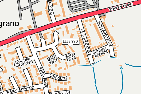 LL22 9YD map - OS OpenMap – Local (Ordnance Survey)