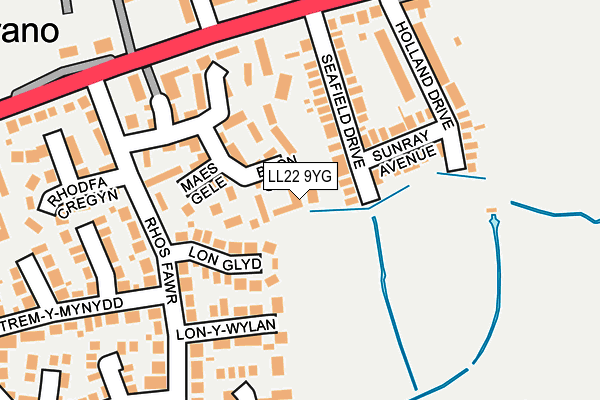 LL22 9YG map - OS OpenMap – Local (Ordnance Survey)