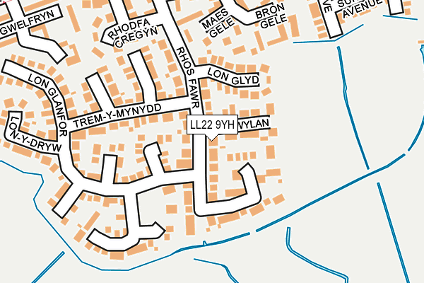 LL22 9YH map - OS OpenMap – Local (Ordnance Survey)