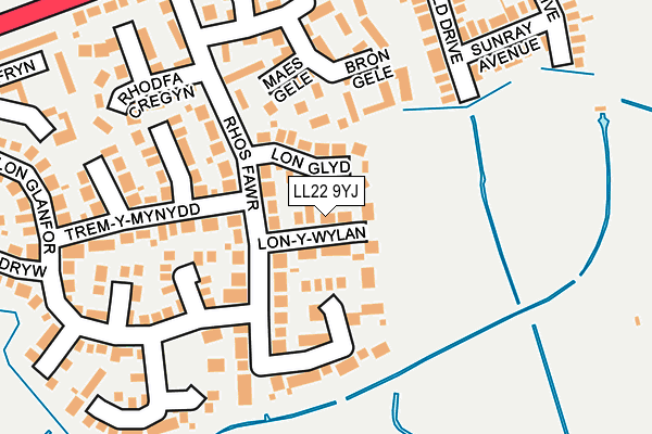 LL22 9YJ map - OS OpenMap – Local (Ordnance Survey)