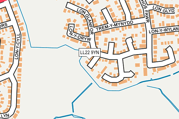 LL22 9YN map - OS OpenMap – Local (Ordnance Survey)