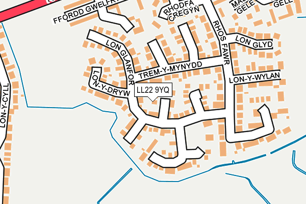 LL22 9YQ map - OS OpenMap – Local (Ordnance Survey)