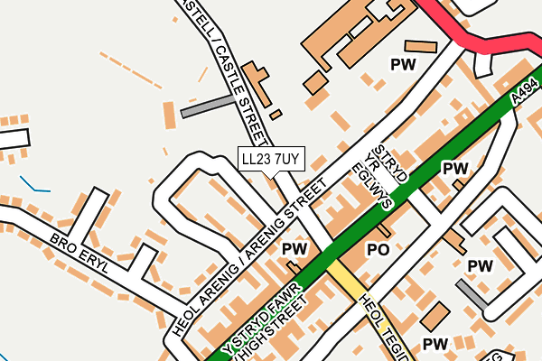LL23 7UY map - OS OpenMap – Local (Ordnance Survey)