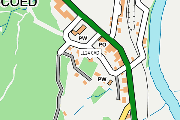 LL24 0AD map - OS OpenMap – Local (Ordnance Survey)