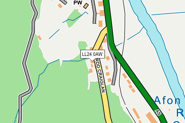LL24 0AW map - OS OpenMap – Local (Ordnance Survey)