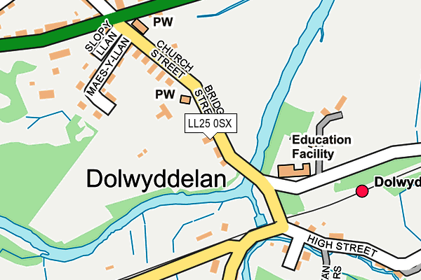 LL25 0SX map - OS OpenMap – Local (Ordnance Survey)