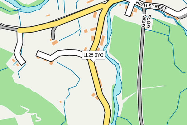 LL25 0YQ map - OS OpenMap – Local (Ordnance Survey)