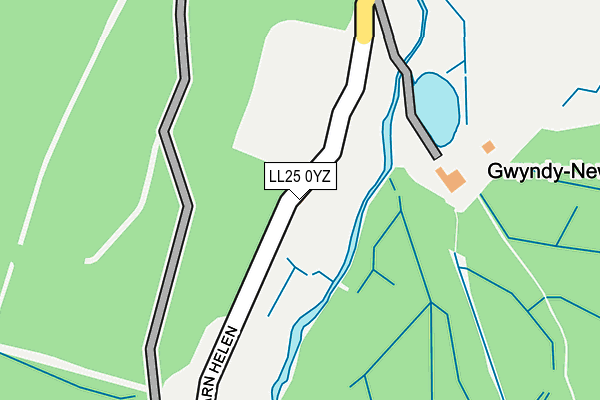LL25 0YZ map - OS OpenMap – Local (Ordnance Survey)
