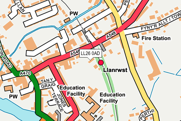 LL26 0AD map - OS OpenMap – Local (Ordnance Survey)
